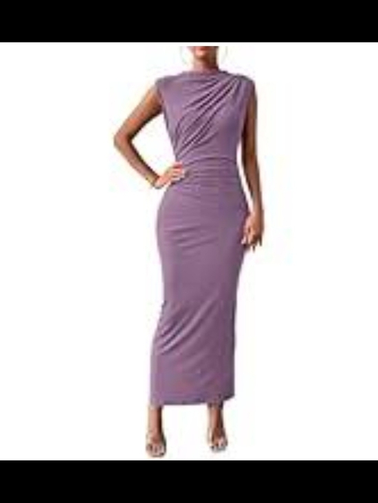 Nicole Miller Dresses & Skirts - Nicole Miller Lilac Sleeveless Ruched Maxi Dress